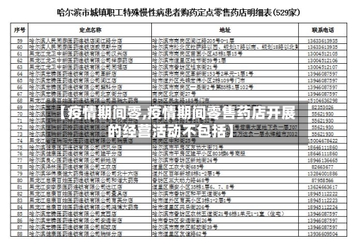 【疫情期间零,疫情期间零售药店开展的经营活动不包括】